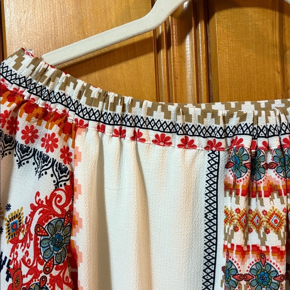 Monteau Multicolor Patterned Dress - Shift Dress - Off the Shoulder - Size Small - Picture 10 of 10
